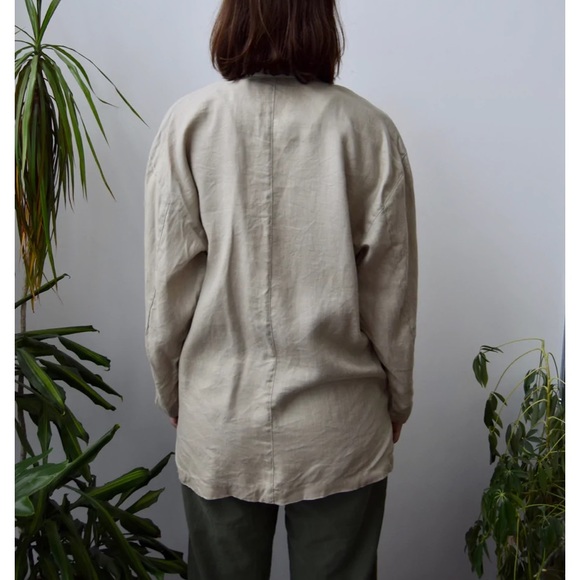 Vintage beige linen blazer large - Picture 2 of 2